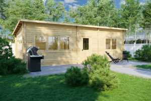 Casa de madera con un dormitorio Holiday J 40m² 9x4,5m 70mm