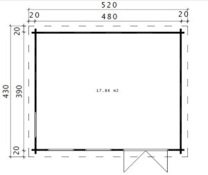 Caseta de madera Ian D 18m² 5x4m 58mm