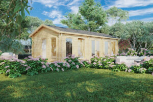 Caseta de madera modelo C / 30m² / 8x4m / 70mm