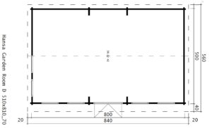Casa de madera D 38 m2 / 70mm / 8x5m