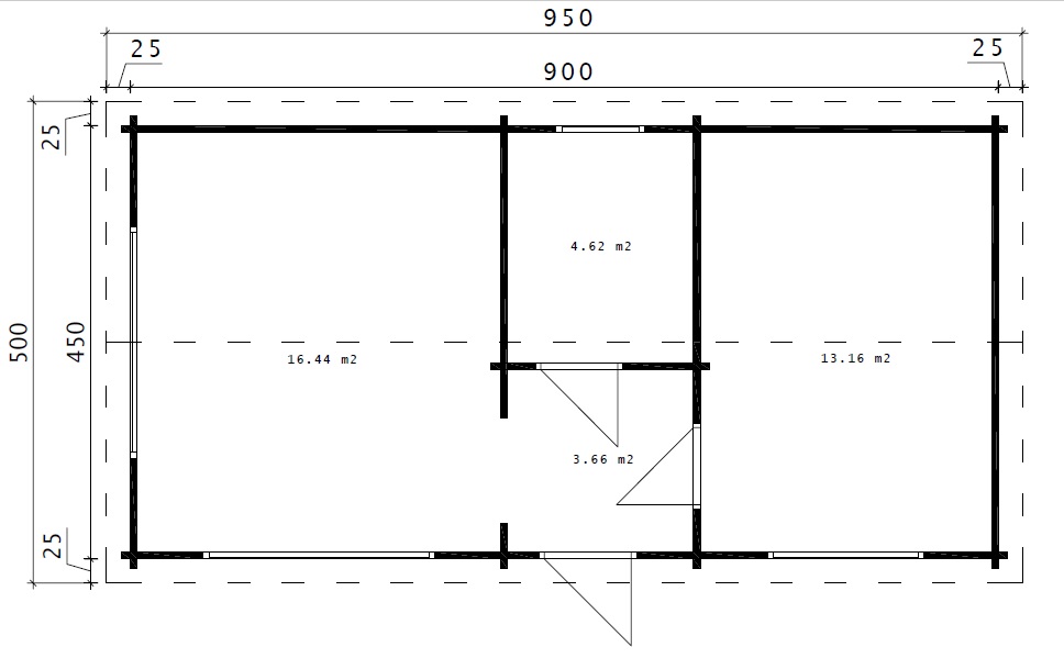 Casa de madera Holiday H 40m2 / 70mm / 4,5 x 9 m