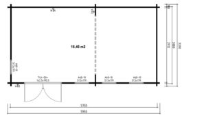 Caseta de jardín Liam 16m2 / 3 x 6 m / 44mm