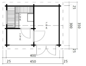 Sauna de exterior Finlandia 11m² 4x3m 70mm