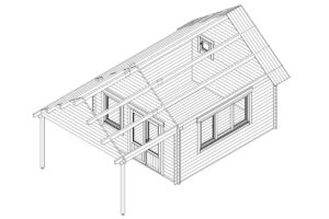 Caseta de jardín 16m² | 44mm | 4x4m