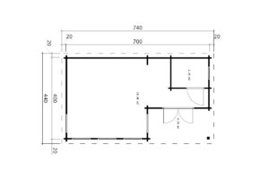 Casa de madera 22m² | 70mm | 7x4m