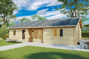 Casa de madera con dos dormitorios 70m² | 70mm | 12x6m