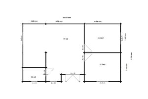 Casa de madera con dos dormitorios 70m² | 70mm | 12x6m