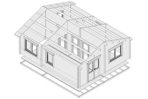 Casa de madera con dos dormitorios 42m² | 70mm | 6x7m