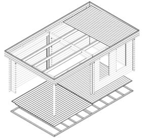 Caseta de jardín con porche Lucas E 9m² 6x3m 44mm