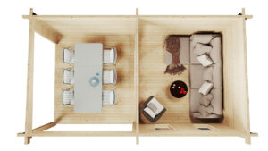 Caseta de jardín con porche Lucas E 9m² 6x3m 44mm