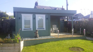 Caseta de jardín con porche Lucas E 9m² 6x3m 44mm