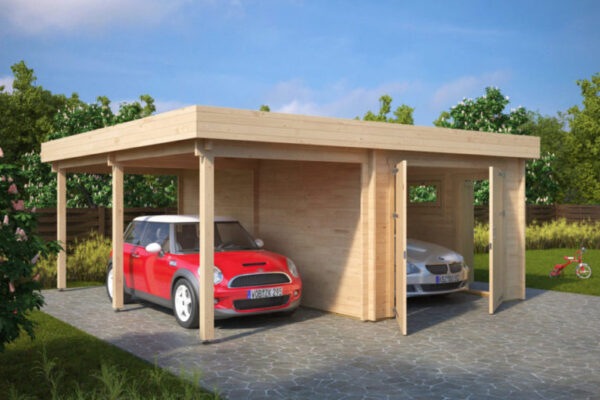 Garage And Carport Combined H With Double Doors / 5,7 X 5,5 M / 44 MM