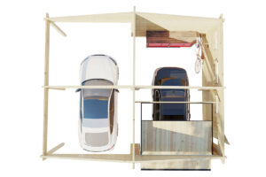 Garaje de madera G con puerta basculante 70mm 6x7m