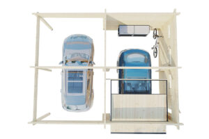 Garaje de madera H con puerta basculante 70mm 6x7m