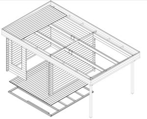 Caseta de madera Lucas D 9m2 / 3x3m / 44mm
