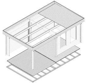 Caseta de jardín Lucas E 9m2 / 3x3m / 44mm