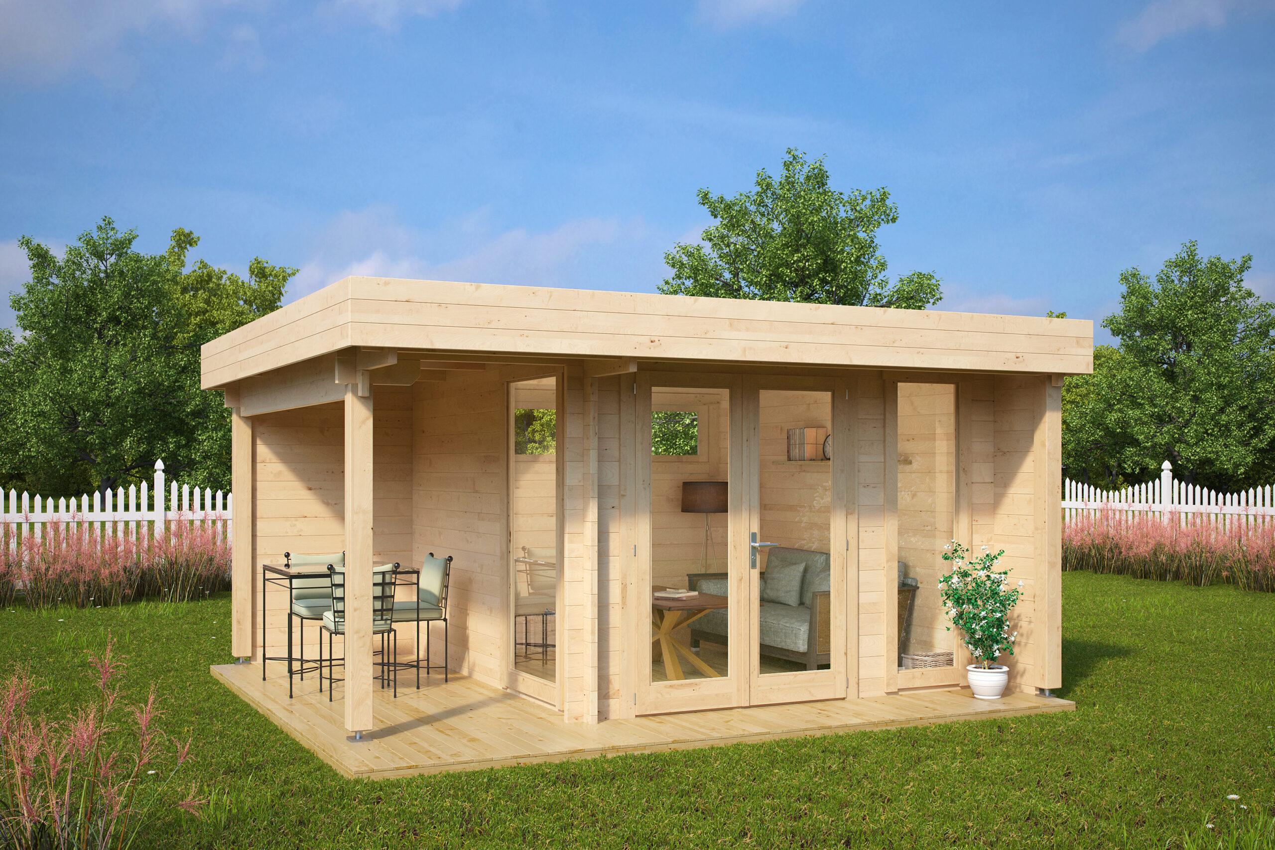 Caseta de jardín Mini Hansa Lounge / 9m² / 4,5x4m / 44mm - Casetas