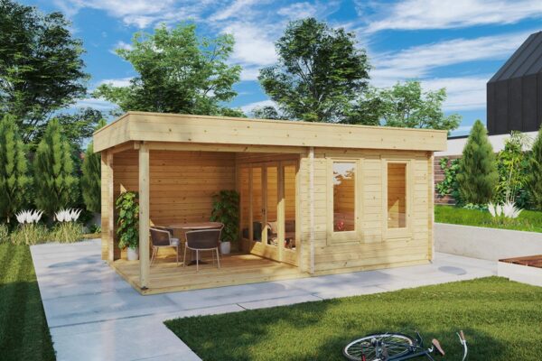 Caseta de jardín moderna con porche