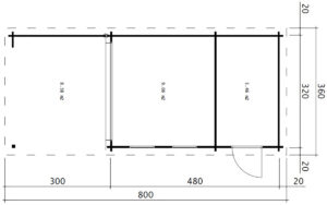 Caseta de jardín multifuncional Super Lucas E 15m² 3x8m 44mm