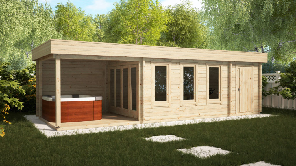 Garden Log Cabin with Shed and Veranda Super Jacob E 18m² ...