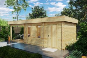 Caseta de jardín con porche y trastero