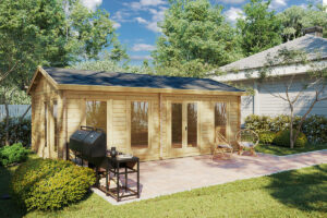 Caseta de madera modelo F 26m² 7x4m 70mm