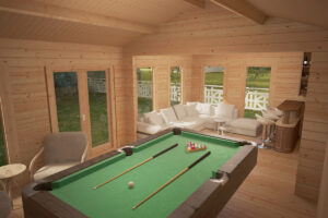 Caseta de madera modelo F 26m² 7x4m 70mm