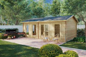 Caseta de madera modelo F 26m² 7x4m 70mm