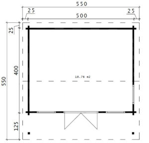 Caseta de madera Costa A 19m² 5x5m 70mm