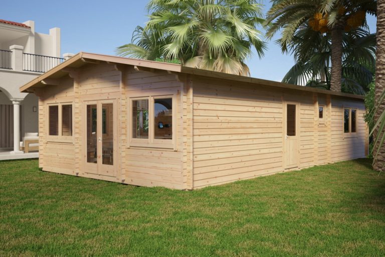 Casa de madera con dos dormitorios Valencia 60m2 / 11x6m / 70mm