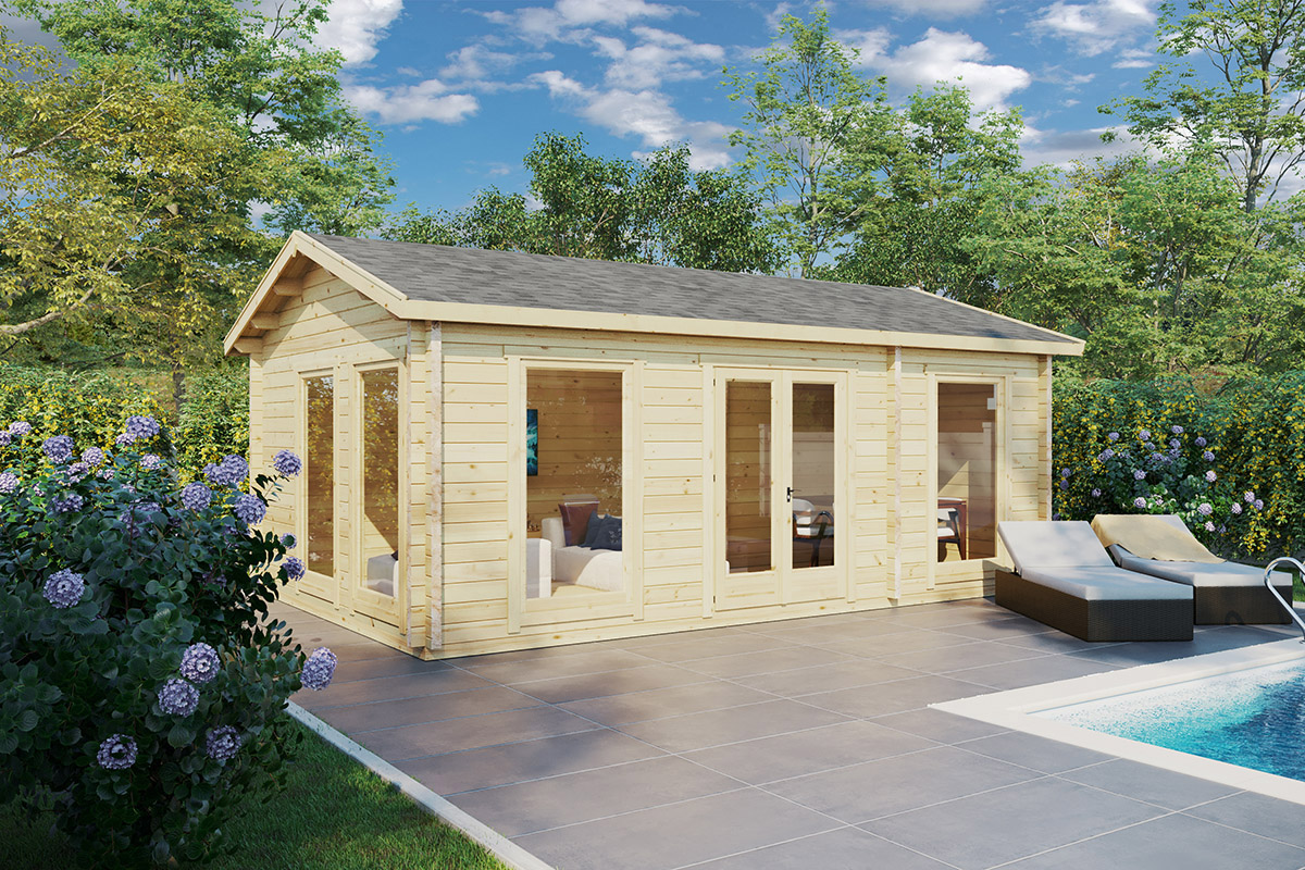cesar congelador Inútil Casa de madera con baño Sweden A / 23m² / 6x4m / 70mm - Casetas de Jardin 24