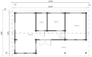 Casa de madera con dos dormitorios Holiday K 40m² 10x6m 70mm