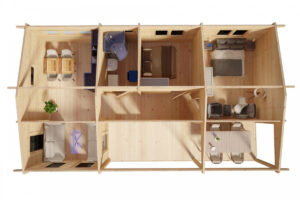 Casa de madera con dos dormitorios Holiday K 40m² 10x6m 70mm