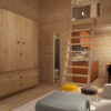 Caseta de madera con altillo Sweden B  / 30 m2 / 6 x 4 m / 70 mm
