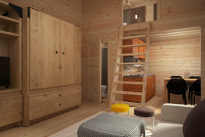 Caseta de madera con altillo Sweden B  / 30 m2 / 6 x 4 m / 70 mm