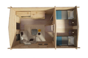 Caseta de madera con altillo Sweden B  / 30 m2 / 6 x 4 m / 70 mm