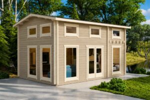 Casa de madera con altillo 30m² | 70mm | 6x4m (pintado)