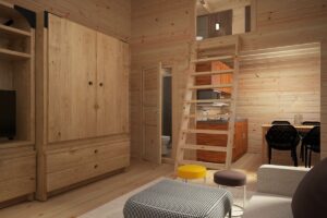 Casa de madera con altillo 30m² | 70mm | 6x4m