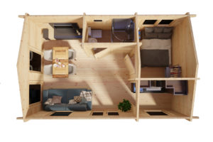 Log Cabin with One Bedroom Sweden C 22m2 / 6 x 4 m / 70