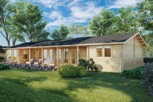 Casa de madera con tres dormitorios Holiday L 96 m² 18x7m 92mm