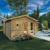 Caseta de madera grande con sauna Devon-3 | 40m2 | 7.5x3.9x3.4m | 70mm | G0284-1