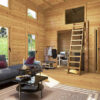 Casa de madera con altillo Sweden J / 35m2 / 7x4m / 70mm