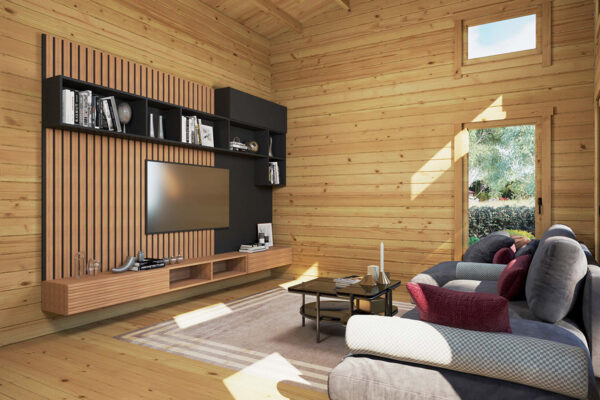 Casa de madera con altillo Sweden J / 35m2 / 7x4m / 70mm