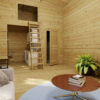 Casa de madera con altillo Sweden Q  / 35m2 / 7x4m / 70mm