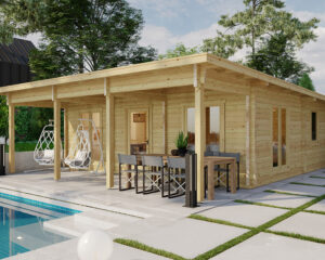 Casa de madera con dos dormitorios Holiday R 40m2 8x8m 70mm