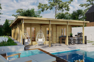 Casa de madera con dos dormitorios Holiday R 40m2 8x8m 70mm