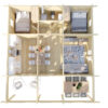 Casa de madera con dos dormitorios Holiday R 40m2 8x8m 70mm