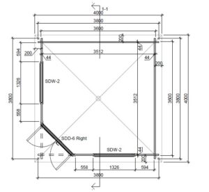 Caseta de verano Fargo C / 12m2 / 3,5×3,5 m / 44mm