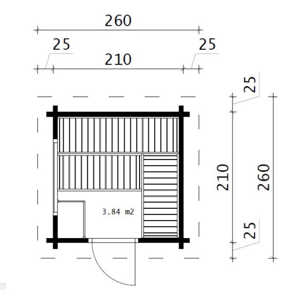 Sauna de exterior Simply Sauna 3 2x2 m 70 mm