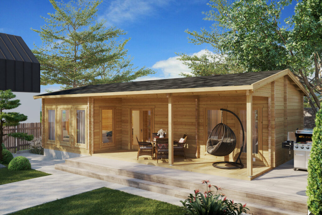 Casa de madera con dos dormitorios Holiday C / 50m² / 11x6m / 70mm